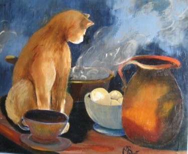 Pintura titulada "chat fffrrrrrr!!!!!…" por Marine Brivet, Obra de arte original