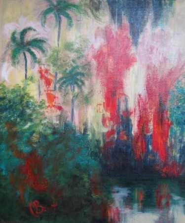 Peinture intitulée "feu au bayou" par Marine Brivet, Œuvre d'art originale
