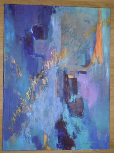 Painting titled "bleus plus" by Marine Brivet, Original Artwork