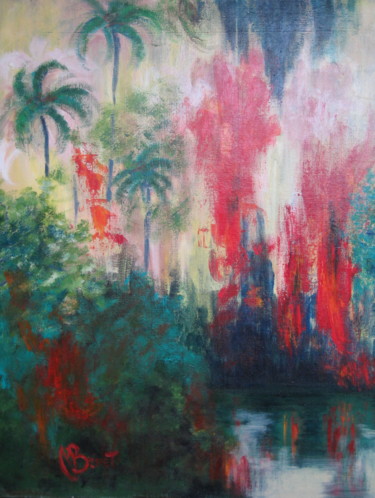 Painting titled "Feu au bayou  1" by Marine Brivet, Original Artwork