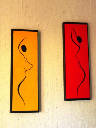 Painting titled "LES FEMMES EN COULE…" by Marine, Original Artwork