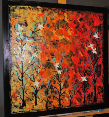 Painting titled "FORÊT D'AUTOMNE" by Marine, Original Artwork, Acrylic
