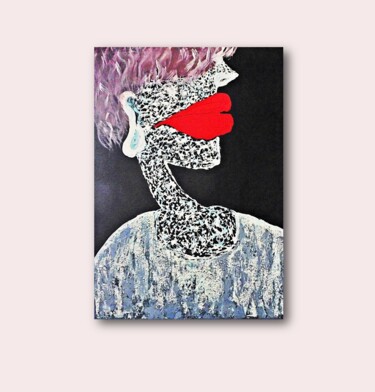 Malerei mit dem Titel "Red lips, modern po…" von Marinela Puscasu, Original-Kunstwerk, Acryl