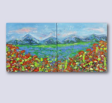 Peinture intitulée "PARADISE -mountain…" par Marinela Puscasu, Œuvre d'art originale, Acrylique