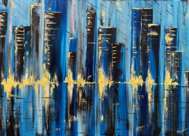 Pintura intitulada "La città nella notte" por Marinella D'Errico, Obras de arte originais, Acrílico