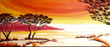 Painting titled "Paysage Africain" by Marinetta, Original Artwork, Oil