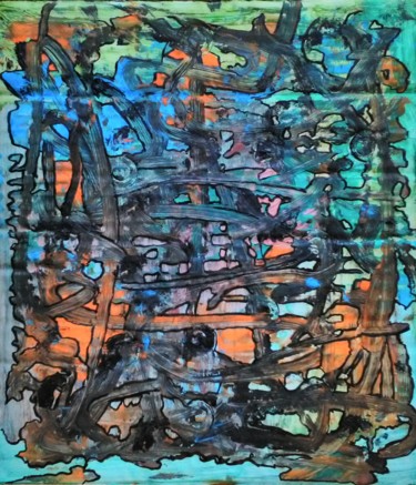 Astratto su cartone incollato su legno n. 2164 Pittura intitolato "Astratto su cartone…" da Marino De Laura, Opera d'arte originale, Acrilico