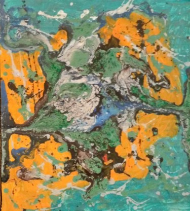 Dripping su cartone incollato su legno n.2166 Pittura intitolato "Dripping su cartone…" da Marino De Laura, Opera d'arte originale, Acrilico