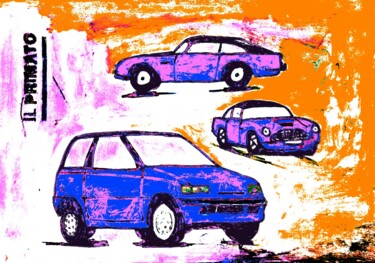 Arte digitale intitolato "Tre macchine blu n.…" da Marino De Laura, Opera d'arte originale, Pittura digitale