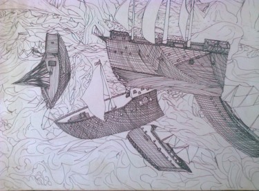 Malarstwo zatytułowany „Ships.” autorstwa Marino Cargnel, Oryginalna praca