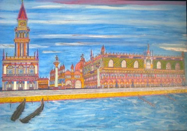 Peinture intitulée "Venice from the Lag…" par Marino Cargnel, Œuvre d'art originale, Autre