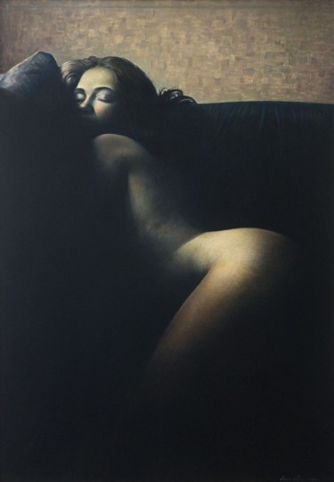 Pittura intitolato "Nudo che dorme" da Marino Nagro, Opera d'arte originale