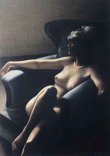 Pittura intitolato "Nudo in poltrona" da Marino Nagro, Opera d'arte originale
