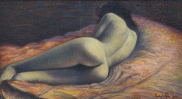Pittura intitolato "Nudo di spalle" da Marino Nagro, Opera d'arte originale