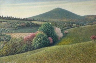 Pittura intitolato "Primavera - Colli" da Marino Nagro, Opera d'arte originale