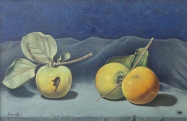 Pittura intitolato "Natura morta: cachi" da Marino Nagro, Opera d'arte originale