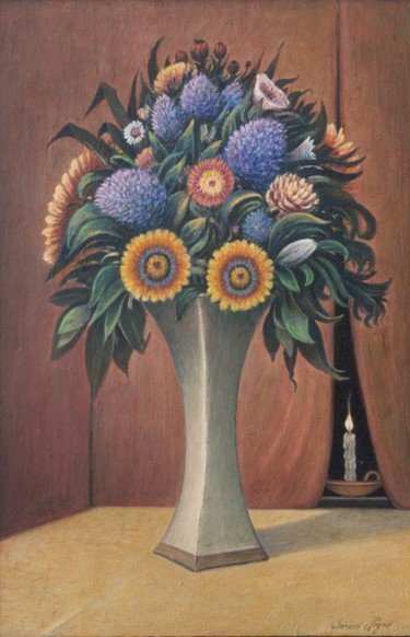 Pittura intitolato "Vaso di fiori fanta…" da Marino Nagro, Opera d'arte originale