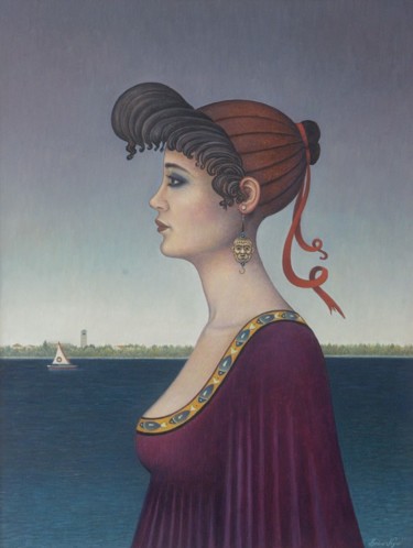 Pittura intitolato "La veneziana" da Marino Nagro, Opera d'arte originale