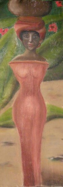 Peinture intitulée "Porteuse d'eau" par Marinou, Œuvre d'art originale