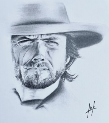 Desenho intitulada "Clint Eastwood #1" por Mario Araus, Obras de arte originais, Grafite