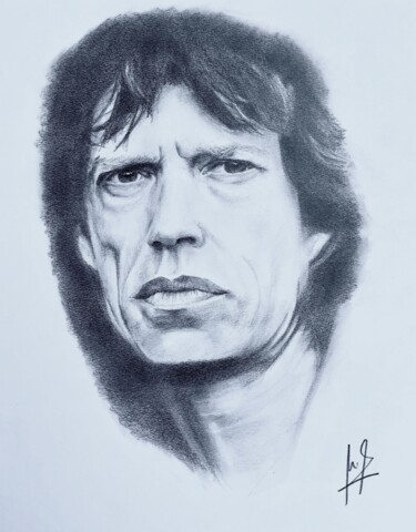 Tekening getiteld "Mick Jagger" door Mario Araus, Origineel Kunstwerk, Grafiet