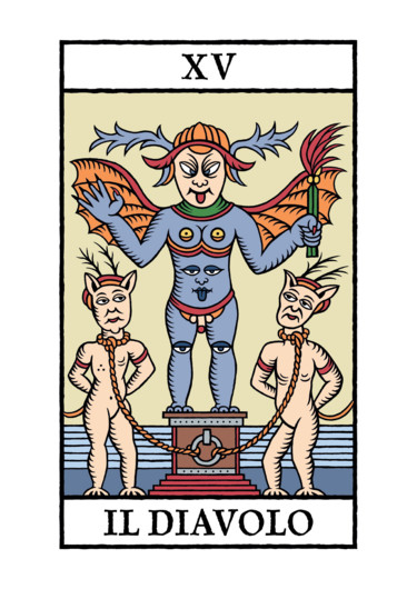 Tarocchi di Marsiglia - Il Diavolo Printmaking titled "Tarocchi di Marsigl…" by Mario Delucis, Original Art, Digital Print
