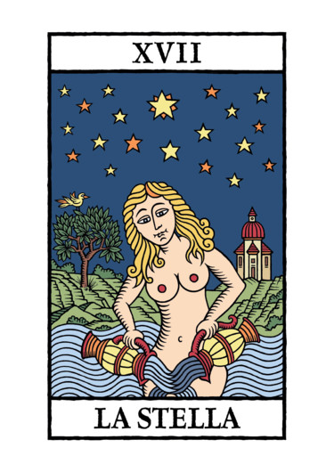 Tarocchi di Marsiglia - La Stella Printmaking titled "Tarocchi di Marsigl…" by Mario Delucis, Original Art, Digital Print