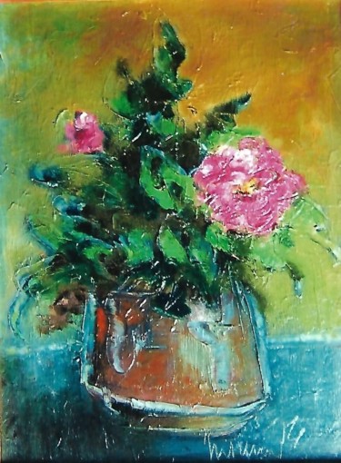 Painting titled "camelia" by Mario Fanconi, Original Artwork, Oil