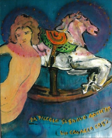 Painting titled "sognare un cavallo…" by Mario Fanconi, Original Artwork, Oil