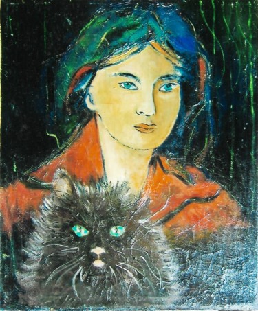 Pittura intitolato "occhi verdi" da Mario Fanconi, Opera d'arte originale, Olio