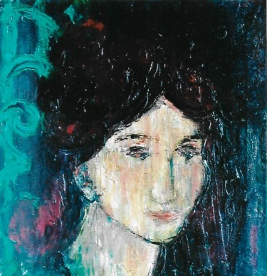 Painting titled "2-volto-di-ragazza-" by Mario Fanconi, Original Artwork, Oil