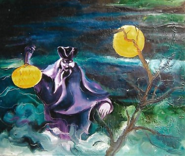 Malerei mit dem Titel "halloween" von Mario Fanconi, Original-Kunstwerk, Öl