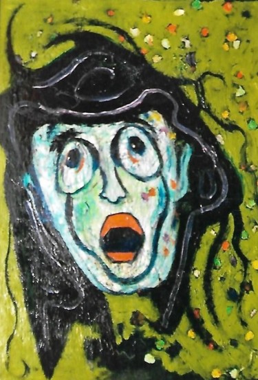 Schilderij getiteld "maschera" door Mario Fanconi, Origineel Kunstwerk, Olie