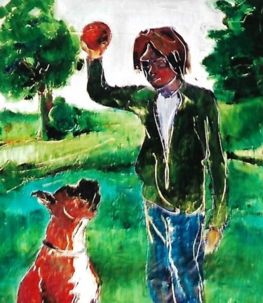 Pintura intitulada "4-ragazzo-con-boxer-" por Mario Fanconi, Obras de arte originais, Óleo