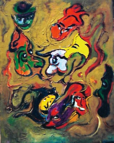 Painting titled "7-folletti-" by Mario Fanconi, Original Artwork, Oil