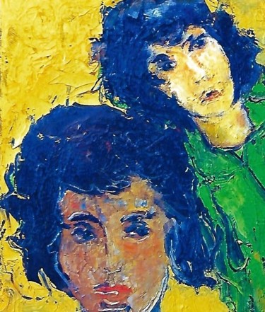 Pittura intitolato "2-due-sorelle" da Mario Fanconi, Opera d'arte originale, Olio
