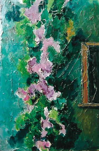 Pittura intitolato "fiori violacei" da Mario Fanconi, Opera d'arte originale, Olio