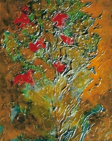 Peinture intitulée "fiori rossi" par Mario Fanconi, Œuvre d'art originale, Huile