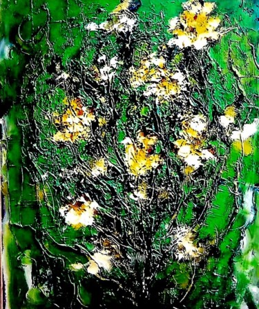 Pittura intitolato "1-fiori-gialli-" da Mario Fanconi, Opera d'arte originale, Olio