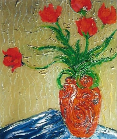 Pittura intitolato "1-tulipani-" da Mario Fanconi, Opera d'arte originale, Olio