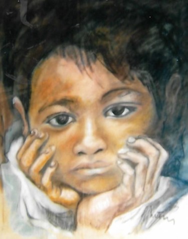 Painting titled "povero vietnam" by Mario Fanconi, Original Artwork, Pastel
