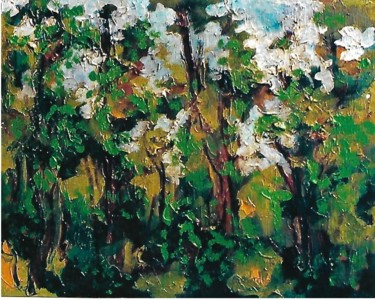 Peinture intitulée "3-alberi-nel primo…" par Mario Fanconi, Œuvre d'art originale, Huile