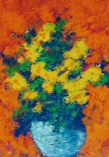 Painting titled "1-fiori-gialli-in-u…" by Mario Fanconi, Original Artwork, Oil