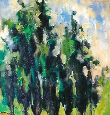Painting titled "3-cipressi-" by Mario Fanconi, Original Artwork, Oil