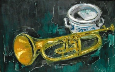 Painting titled "9-tromba-e-vaso-" by Mario Fanconi, Original Artwork, Oil