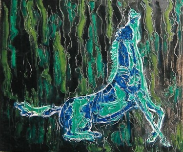 Painting titled "cavallo" by Mario Fanconi, Original Artwork, Oil
