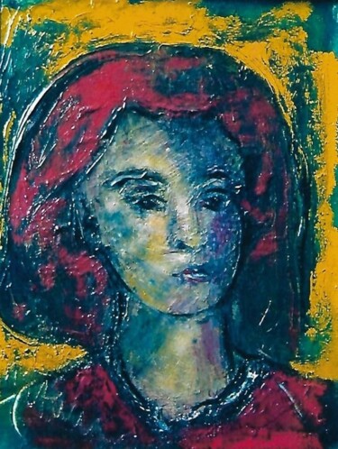 Painting titled "volto di ragazza cu…" by Mario Fanconi, Original Artwork, Oil