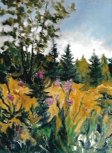 Malerei mit dem Titel "flora alpina" von Mario Fanconi, Original-Kunstwerk, Öl