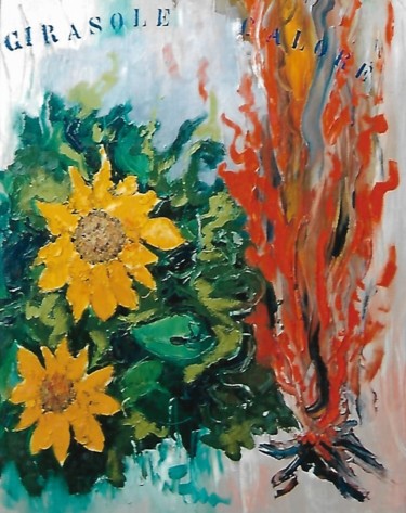 Pittura intitolato "girasole (calore)" da Mario Fanconi, Opera d'arte originale, Olio