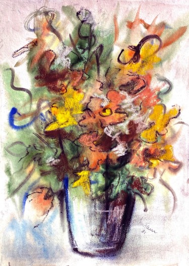 Painting titled "visione campestre" by Mario Fanconi, Original Artwork, Pastel
